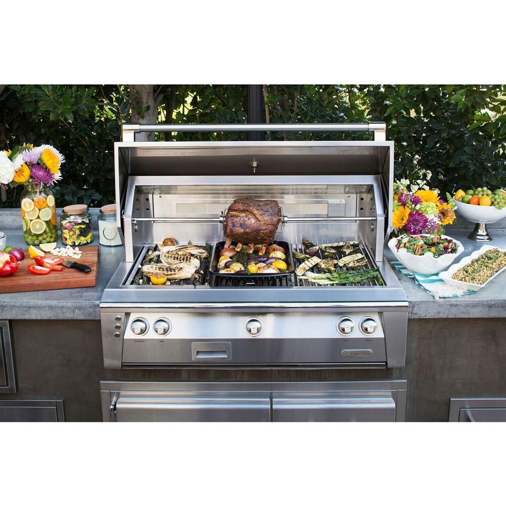 Alfresco Grills ALXE-42-NG-S3027 Alfresco ALXE 42-Inch Built-In Natural Gas Grill With Rotisserie in Raspberry Red - Lifestyle