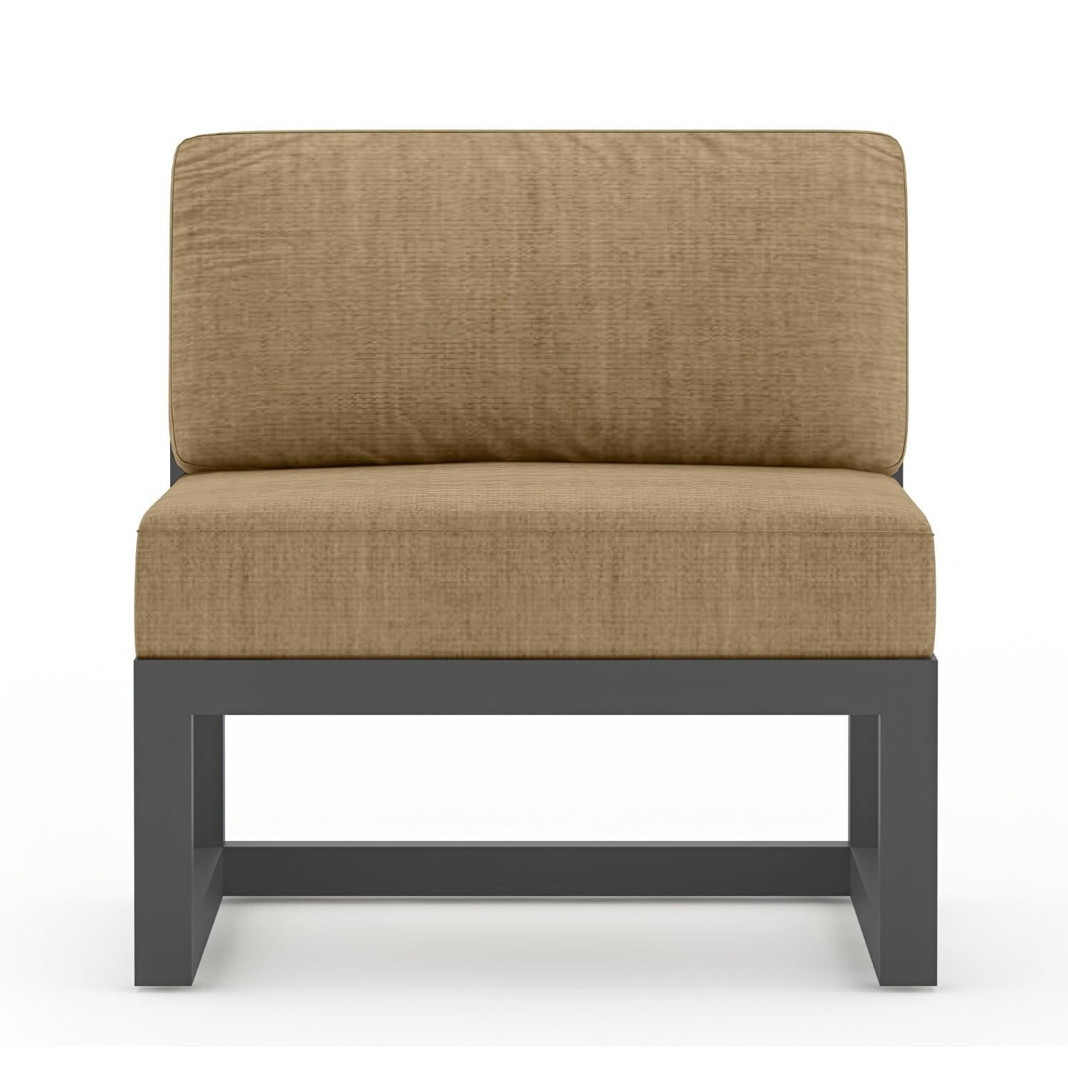 Lakeview MSTYCV-SL-SET212-HB Misty Cove 7 Pc Aluminum Sectional Set in Slate w/Chat Table & Heather Beige Cushions by Lakeview Outdoor Designs - Middle Section - White Background thumbnail