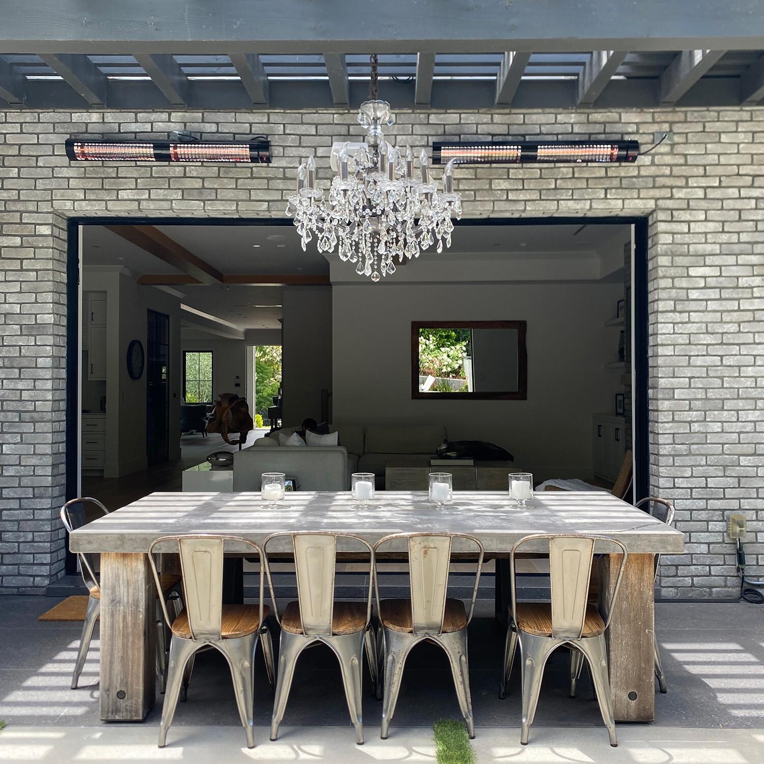 RADtec T6000/12R2 Torrid Series 56-in 6000W Electric Infrared Patio Heater - Near Dining Area - Lifestyle thumbnail