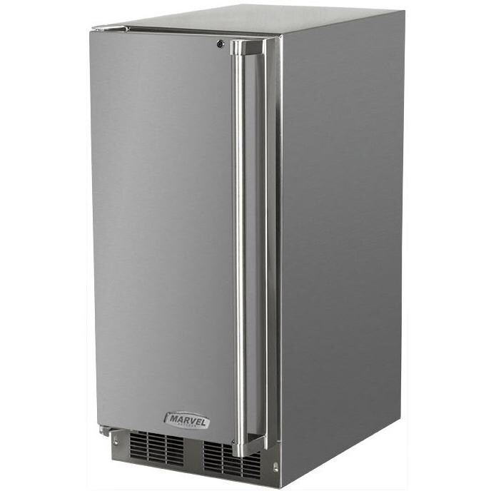 Marvel 34 Lb. 15Inch Left Hinge Outdoor Rated Clear Cube Ice Maker With Drain Pump 3OIMTSSF