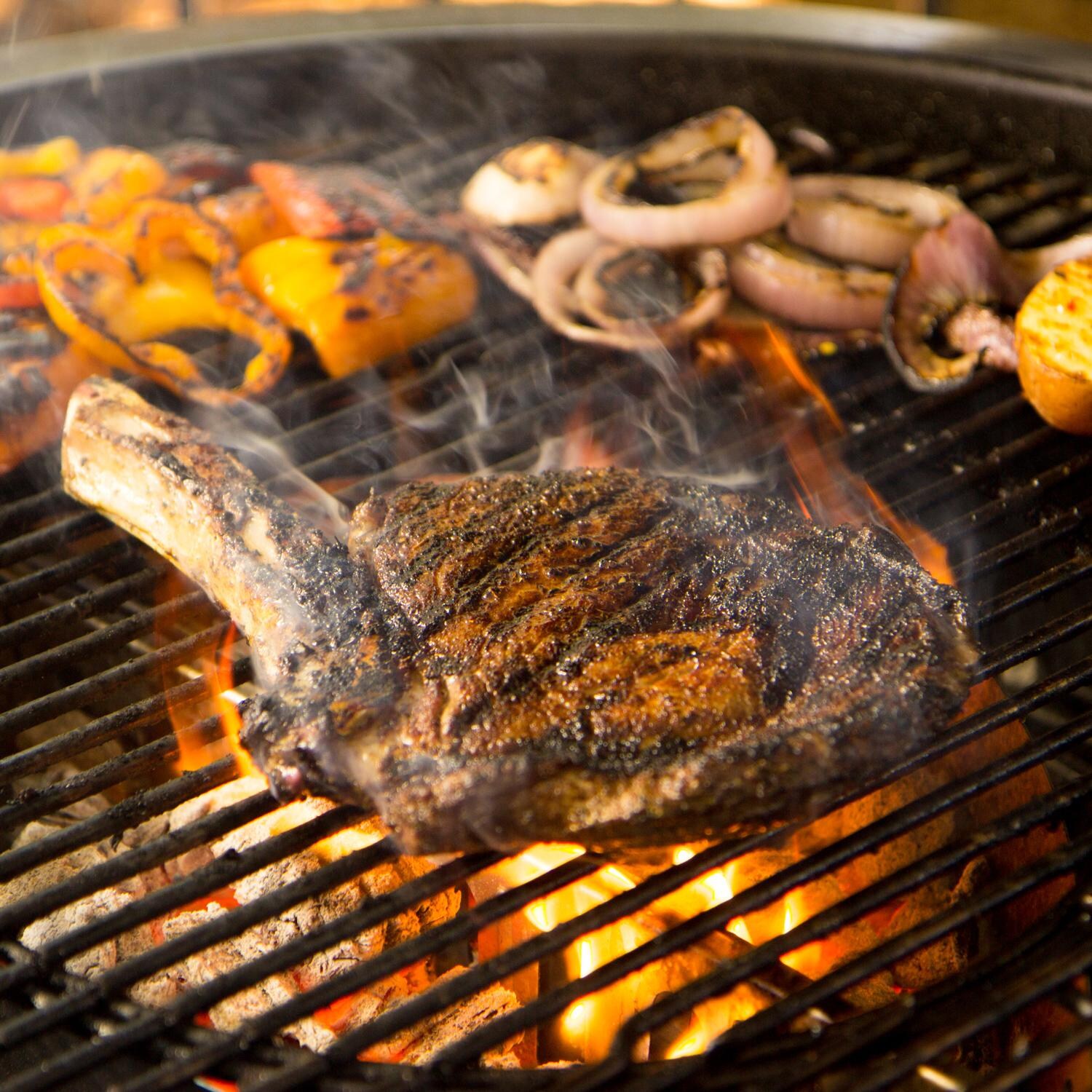 Weber Summit 18501001 24-Inch Charcoal Grilling Center - Black - Grilling Steak thumbnail