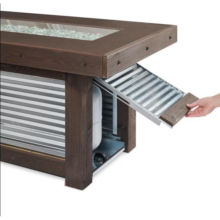 The Outdoor GreatRoom Company Denali Brew DENBR-1242-NG 56-Inch Linear Natural Gas Fire Pit Table with 42-Inch Crystal Fire Burner - Ships As Propane With Conversion Fittings - Fire Glass thumbnail