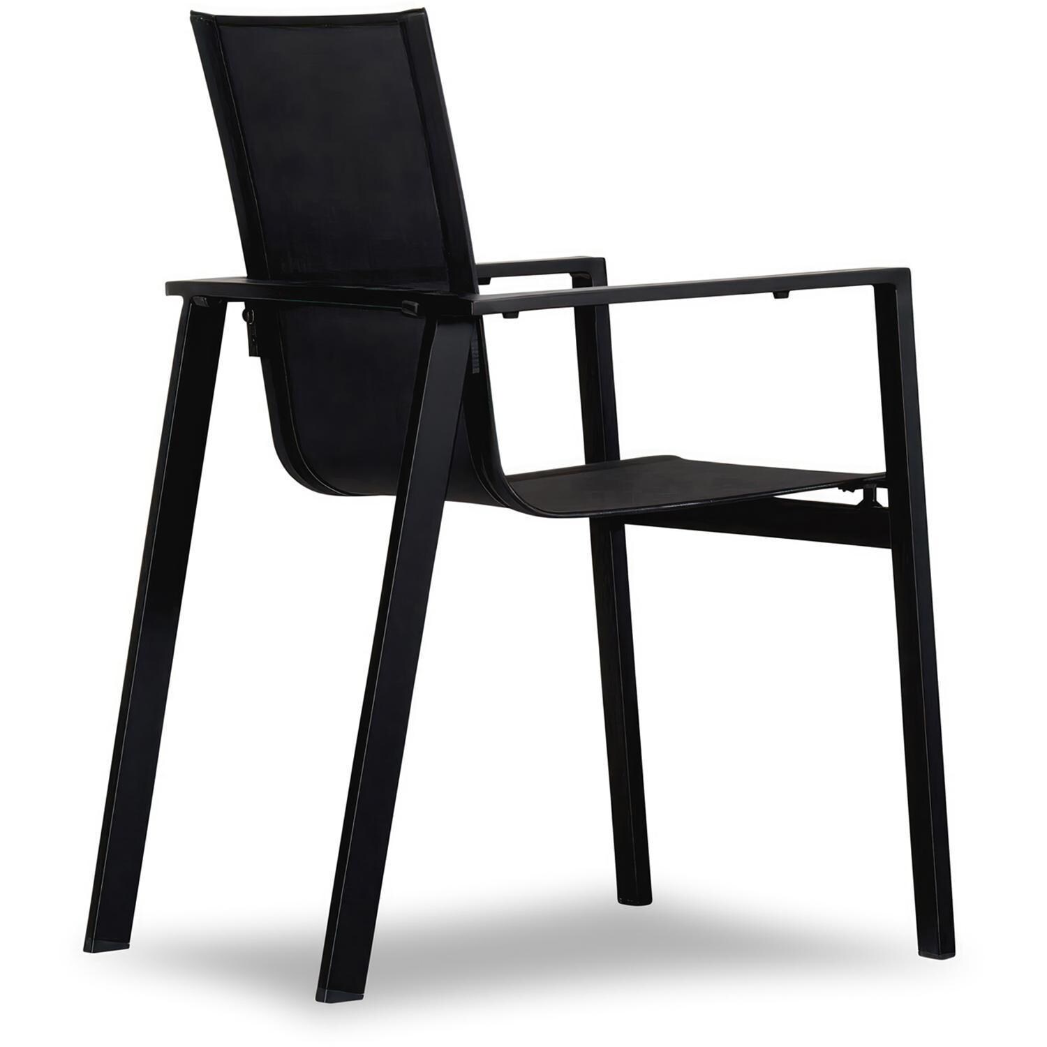 Spring Bay Dining Arm Chair in Black - Angled Back View - White Background thumbnail
