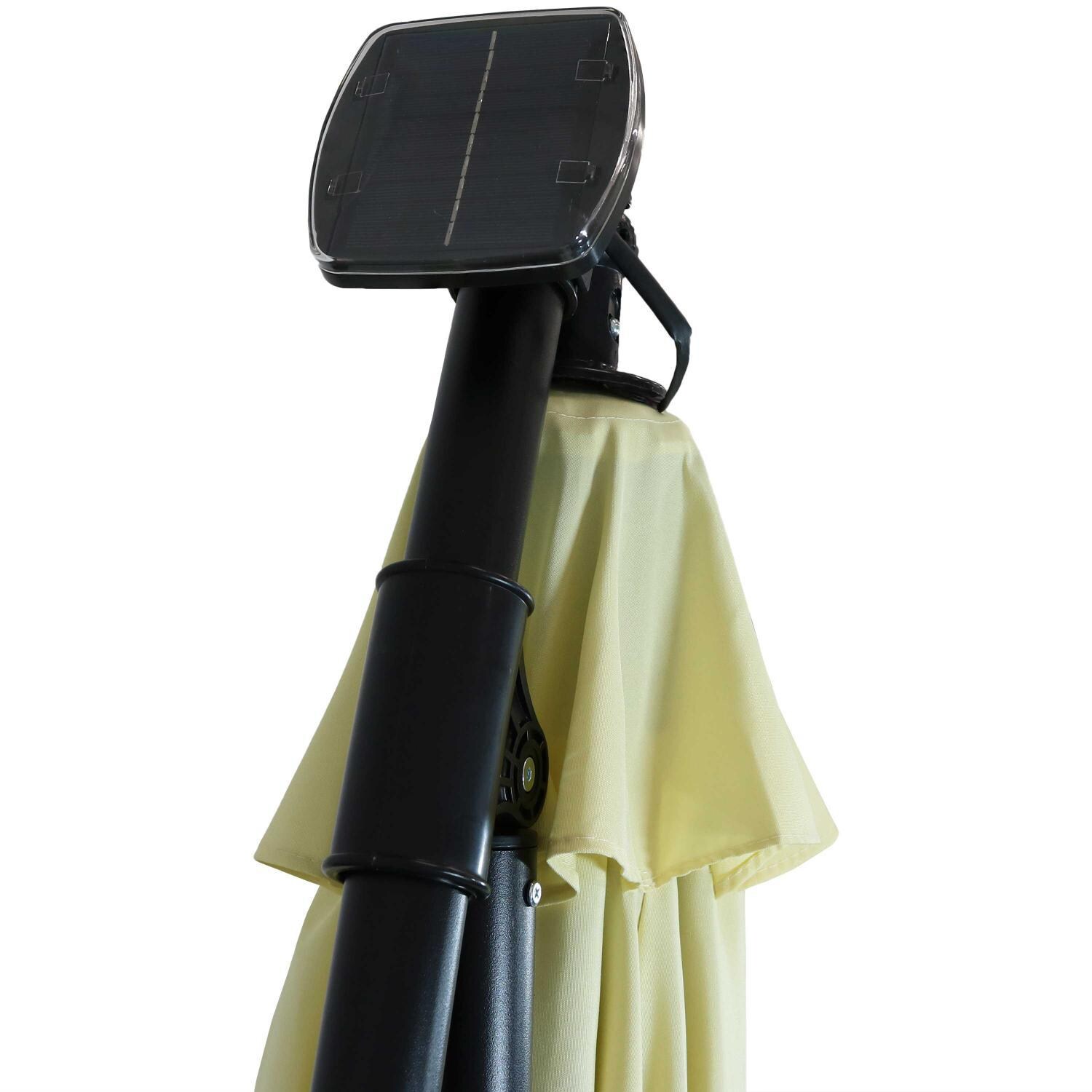 Ultimate Patio 10 Ft. Solar Lighted Patio Cantilever W/ Crank - Pale Buttercup - Solar Panel & Canopy Vent thumbnail