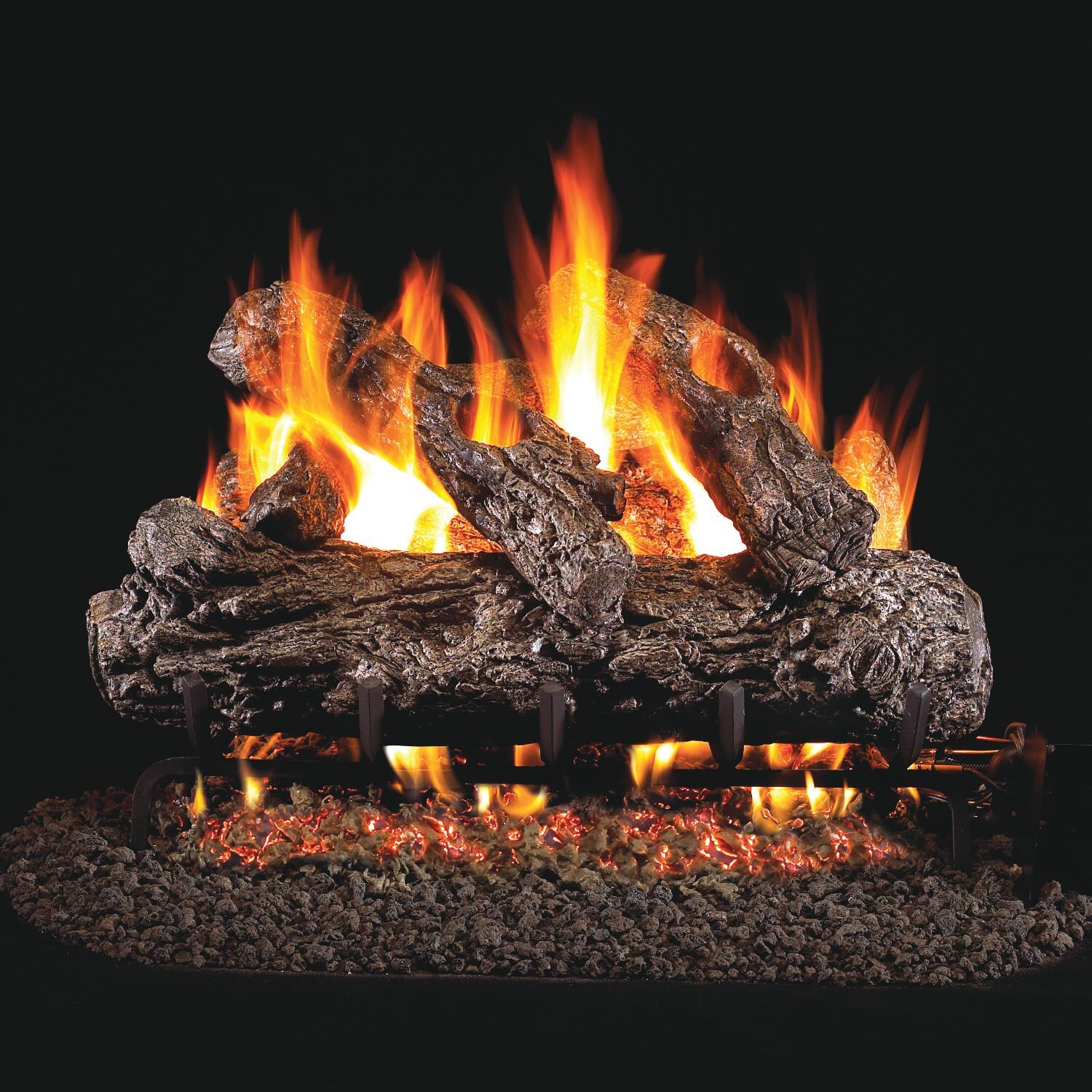 Peterson Real Fyre 24-Inch Rustic Oak Gas Log Set With Vented Natural Gas G4 Burner - Manual Safety Pilot