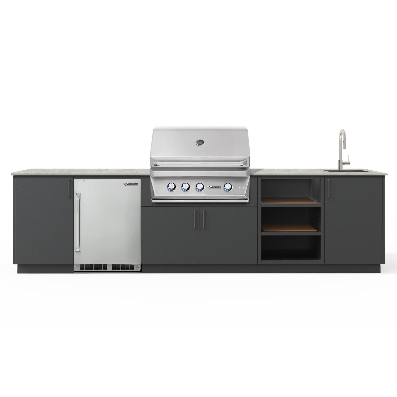 Urban Bonfire B-Breeze-36-TwinEagles-Keon-Anthracite Breeze 36 Outdoor Kitchen w/ Twin Eagles Propane Grill, Sink, Refrigerator, Keon Countertop & Anthracite Finish thumbnail