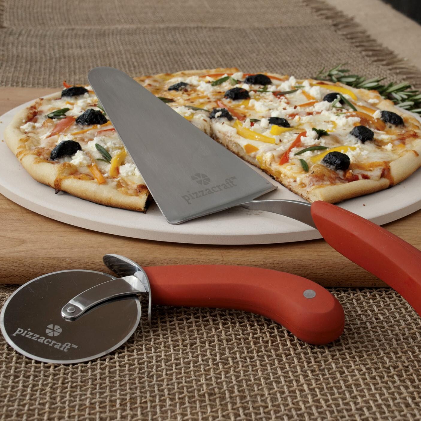 3Piece Ceramic Pizza Stone & Serving Set BBQGuys