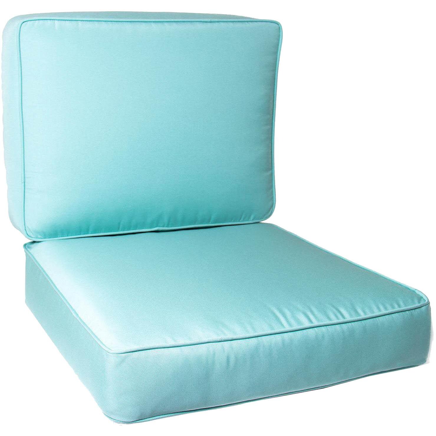 Medium Replacement Club Chair Cushion Set With Piping - Canvas Glacier thumbnail