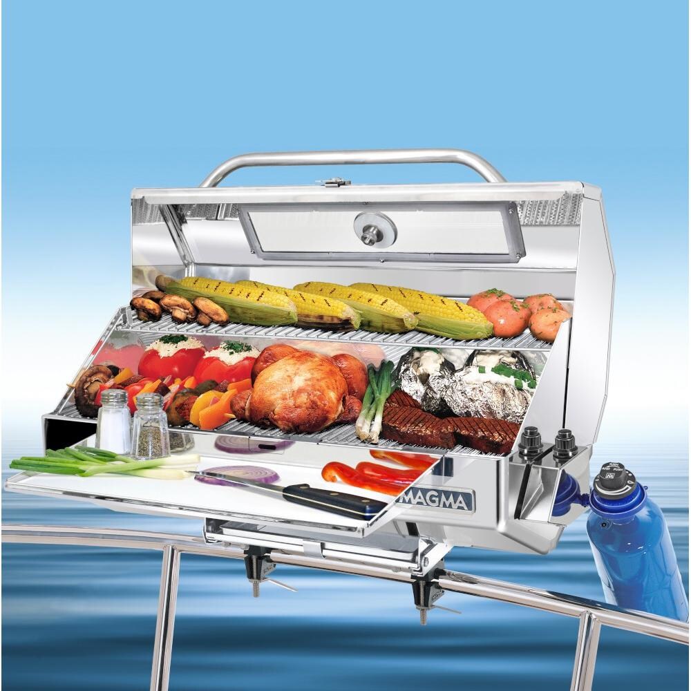 Magma A10-1225-2GS Marine Monterey II Infrared Gas Grill on Double Mount T10-580 - Installed on Boat (mount, shelf, & canister NOT included) thumbnail