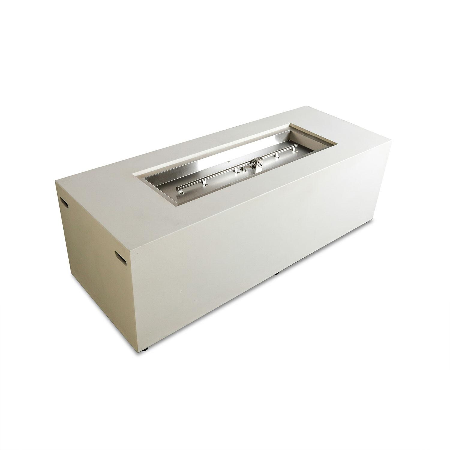 Glenwood 72-in Rectangular Concrete Propane Fire Pit in White w/ Hidden Propane Tank by Lakeview Outdoor Designs - Empty - White Background thumbnail
