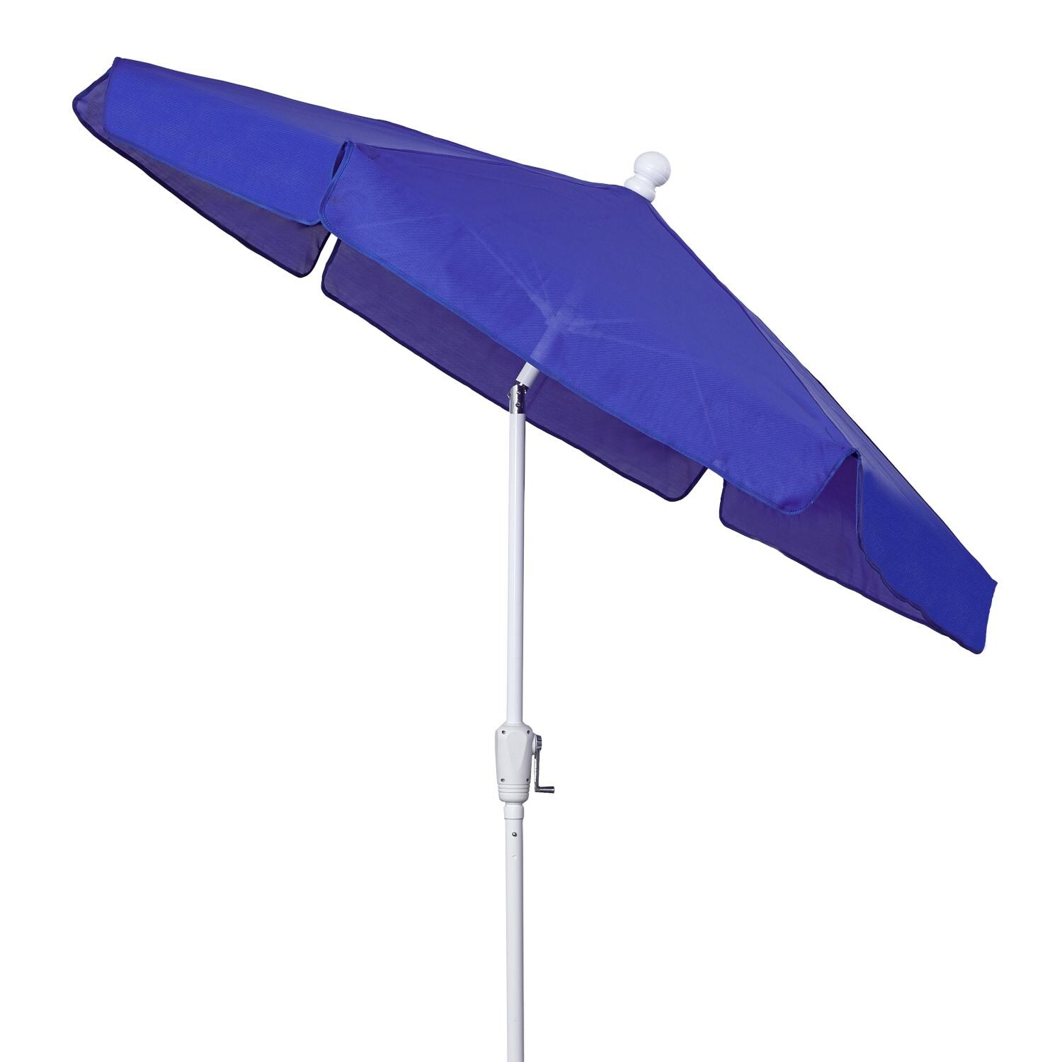 FiberBuilt 7.5 Ft Aluminum Pacific Blue Market Patio Umbrella W/ Crank Lift & Tilt - Side View thumbnail