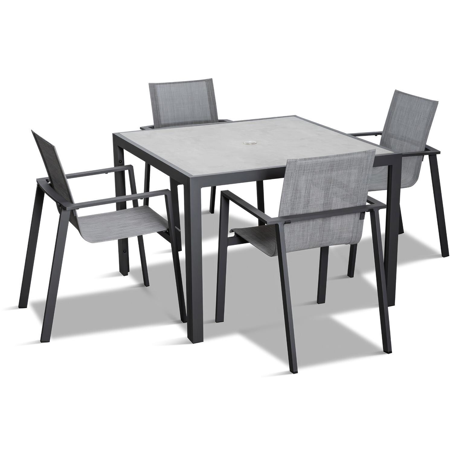 Spring Bay 5 Piece Dining Set in Slate - Angled View - White Background thumbnail