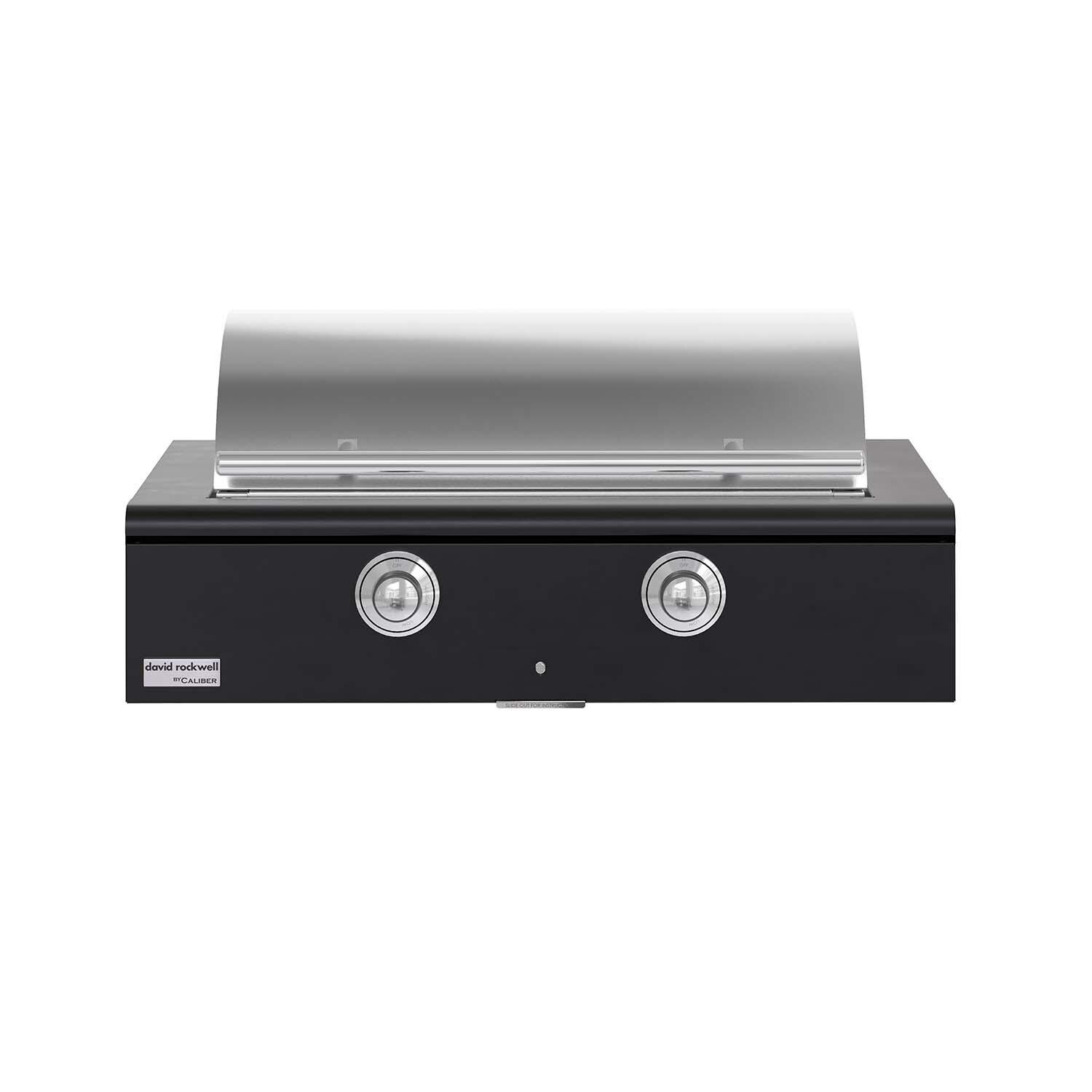 Caliber CRG-42BN00-A-027-H02 42-in Natural Gas Built-In Rockwell Grill - Matte Black w/ Chrome Hardware - Lid Closed - White Background thumbnail