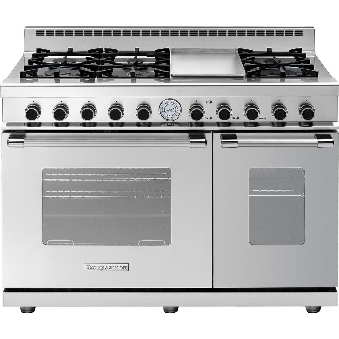 Tecnogas Superiore 48-Inch NEXT Classic Natural Gas Range With 6 Burners & Griddle - Stainless Steel - RN482GCS-S