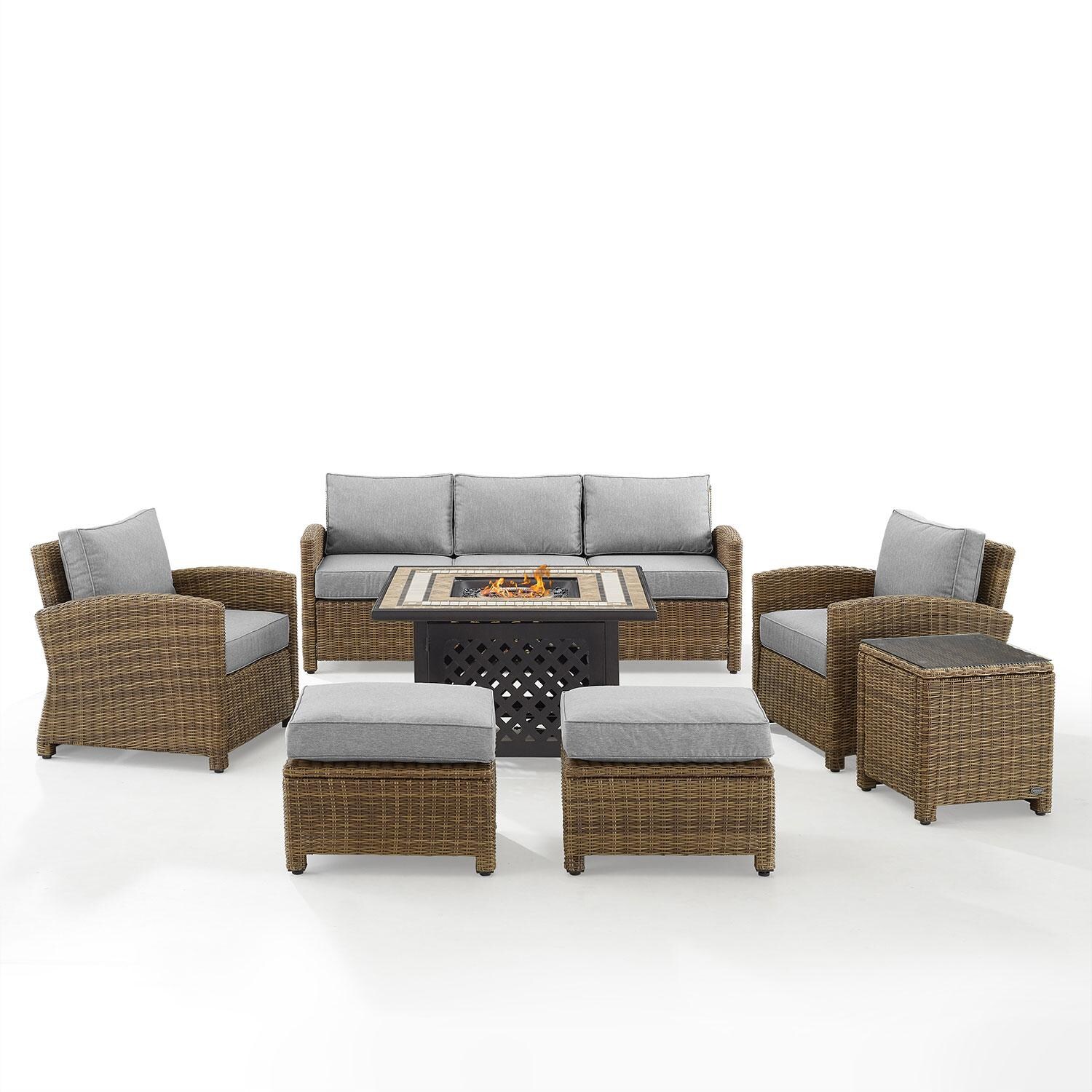 Ultimate Patio UP-92417WB-GY 6Pc Wicker Outdoor Sofa Set in Gray - Front View - White Background thumbnail