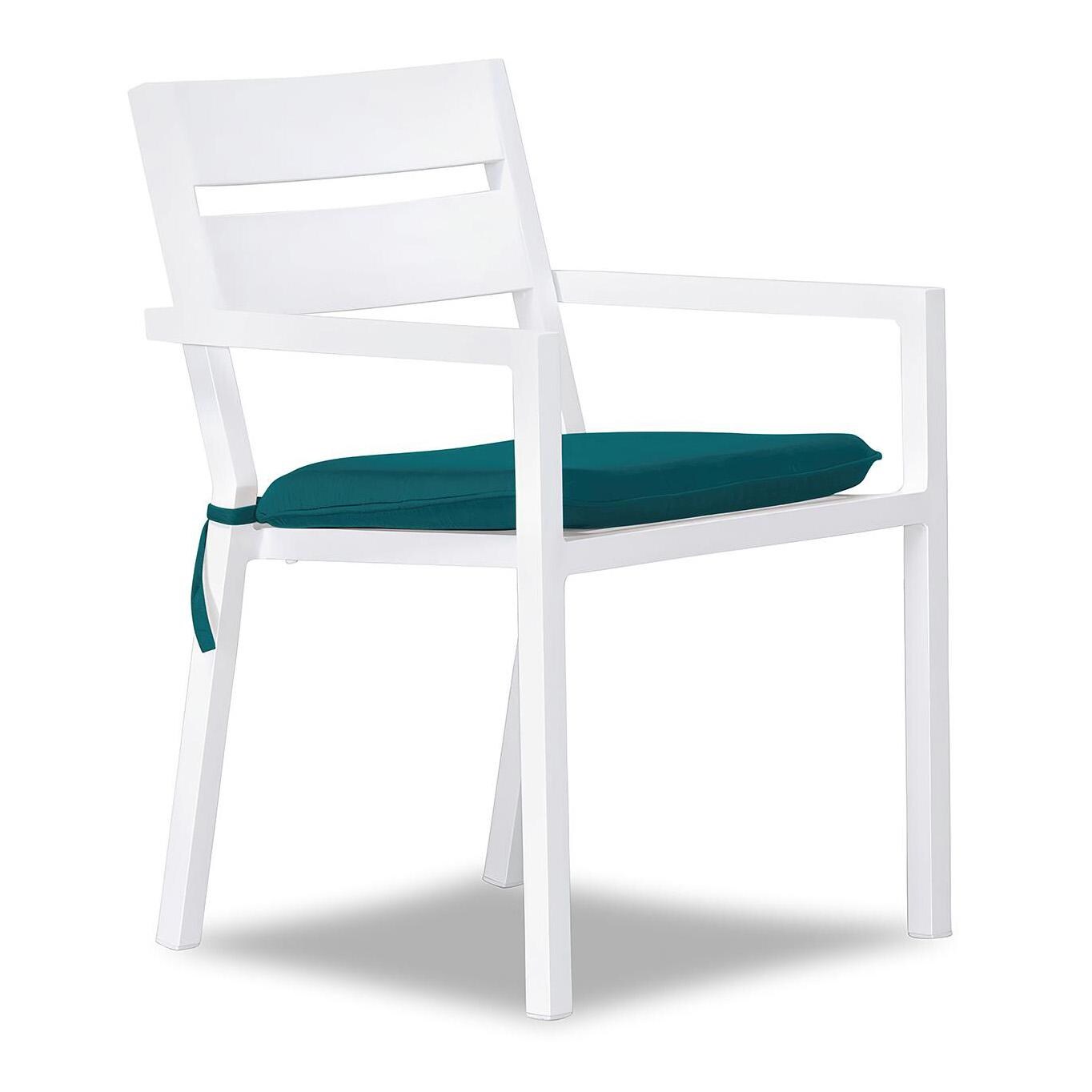 Calm Bay Aluminum Dining Arm Chair in White/Spectrum Peacock by Lakeview Outdoor Designs