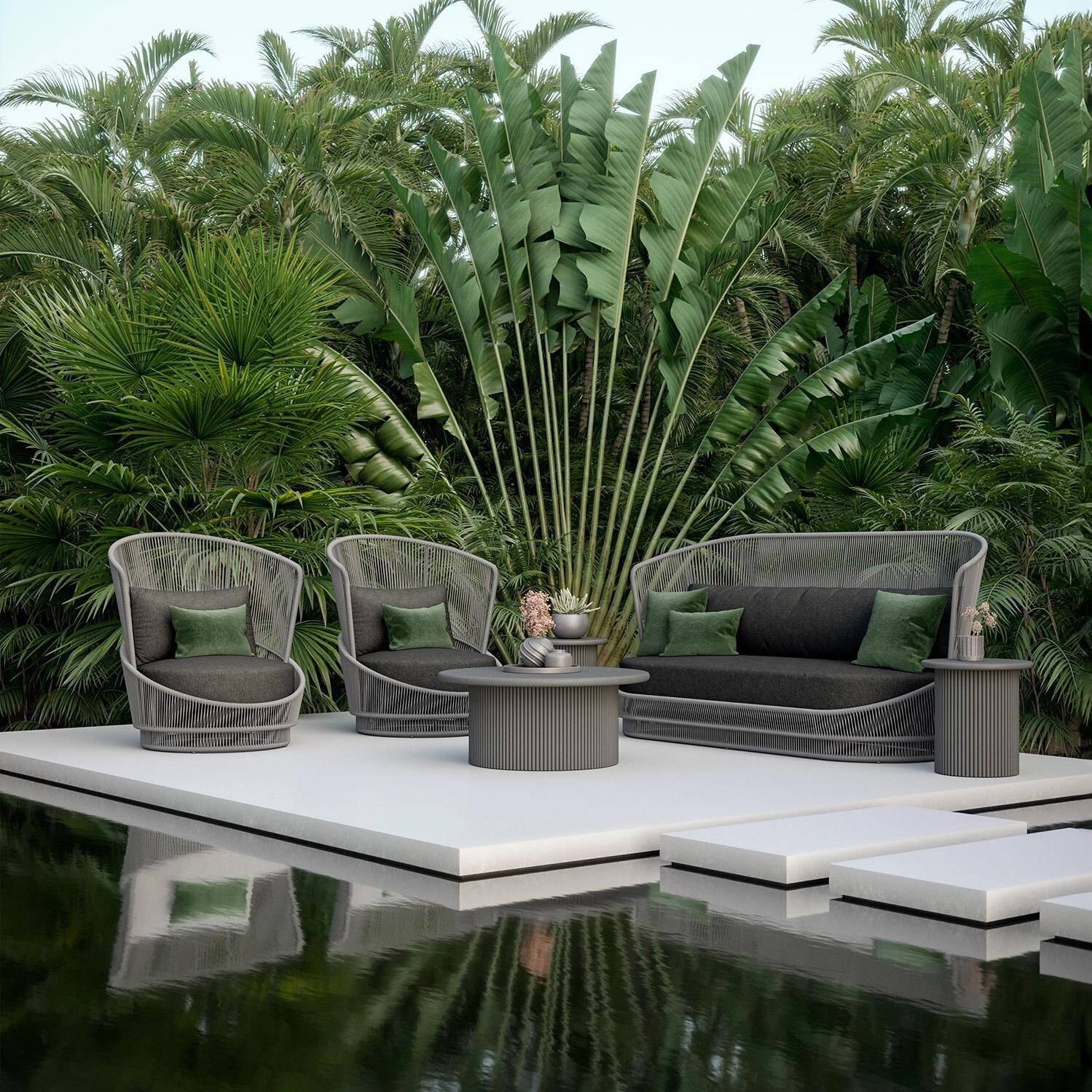 Palma 6 Pc Woven Rope Seating Set in Mocha/Midnight by Azzurro Living