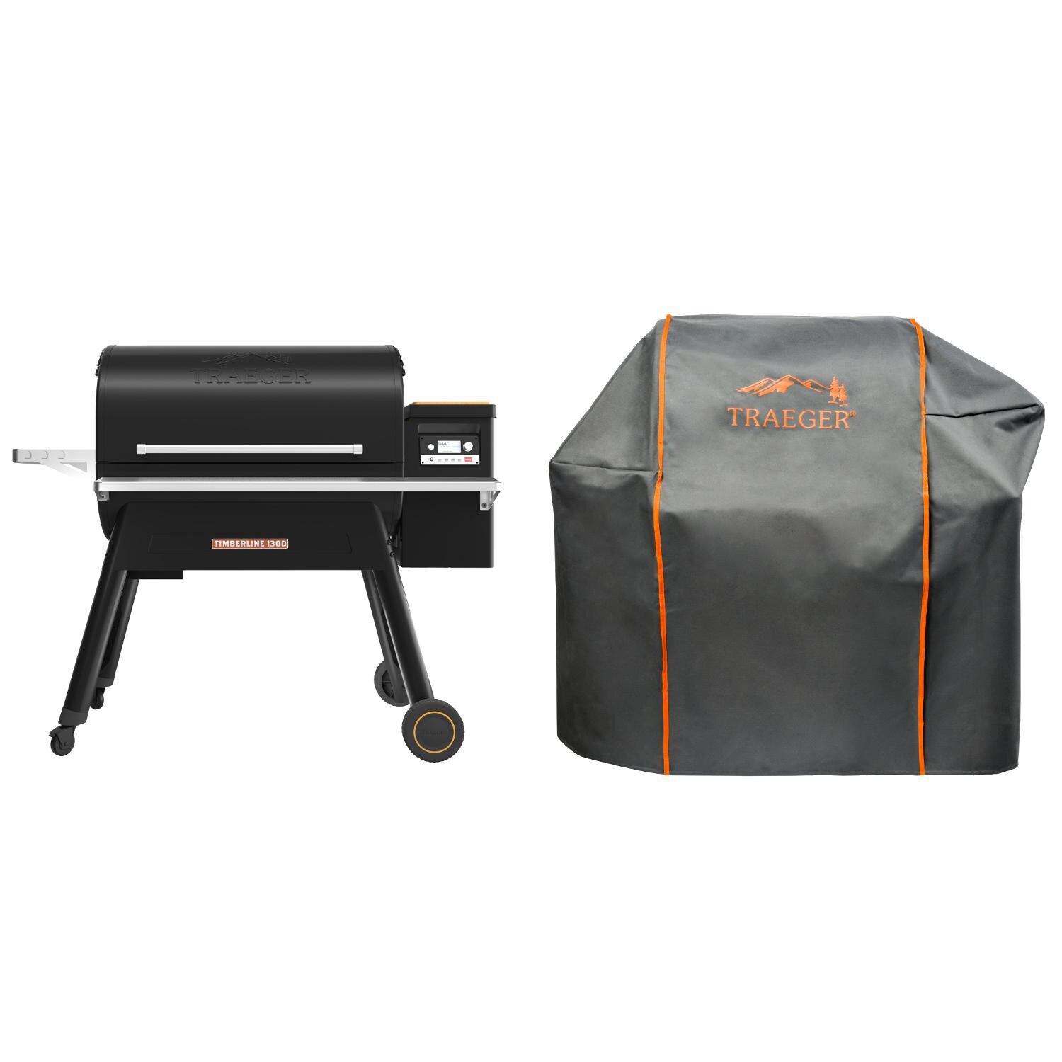Traeger Timberline 1300 Wi-Fi Controlled Wood Pellet Grill W/ WiFIRE & Grill Cover - TFB01WLE + BAC360 image