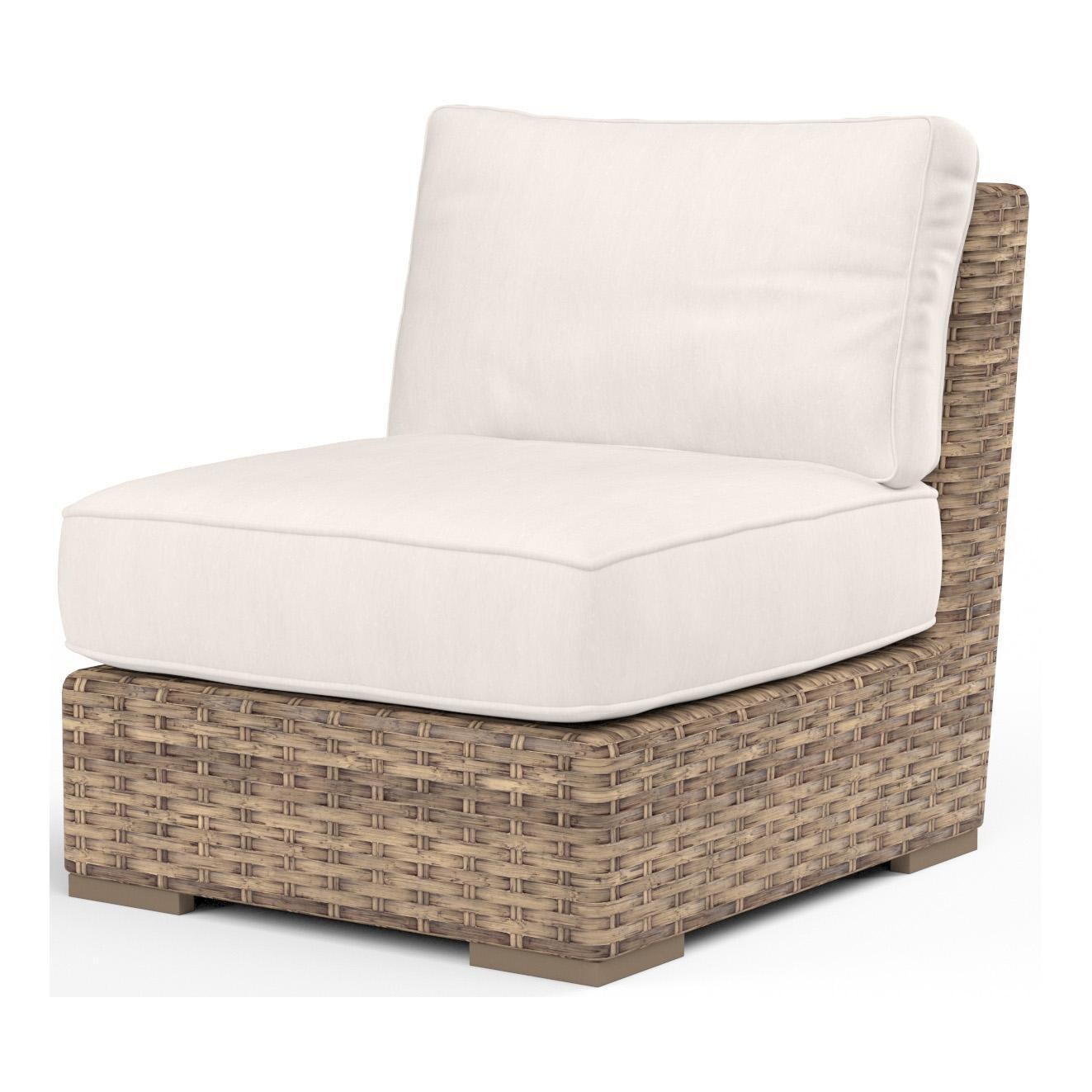 Havana Wicker Armless Club Chair in Tobacco/Canvas Natural by Sunset West