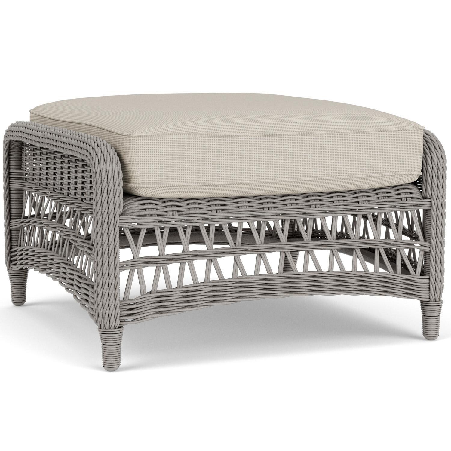 Lloyd Flanders Mackinac Ottoman in Putty Finish with Fife Fog Fabric - Rear Left thumbnail