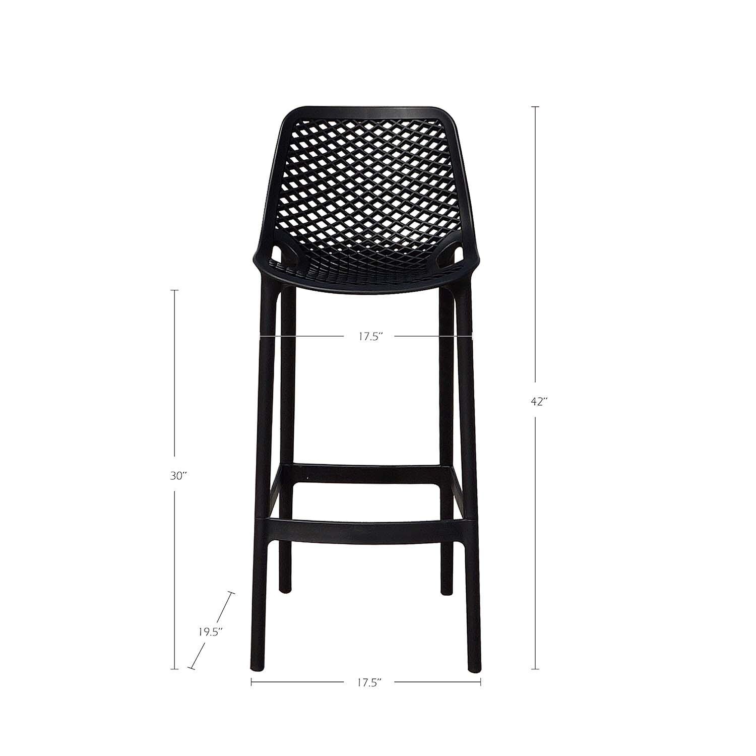 All Space Polyresin Bar Stool Set of 4 in Noir By Darlee - Dimensional thumbnail