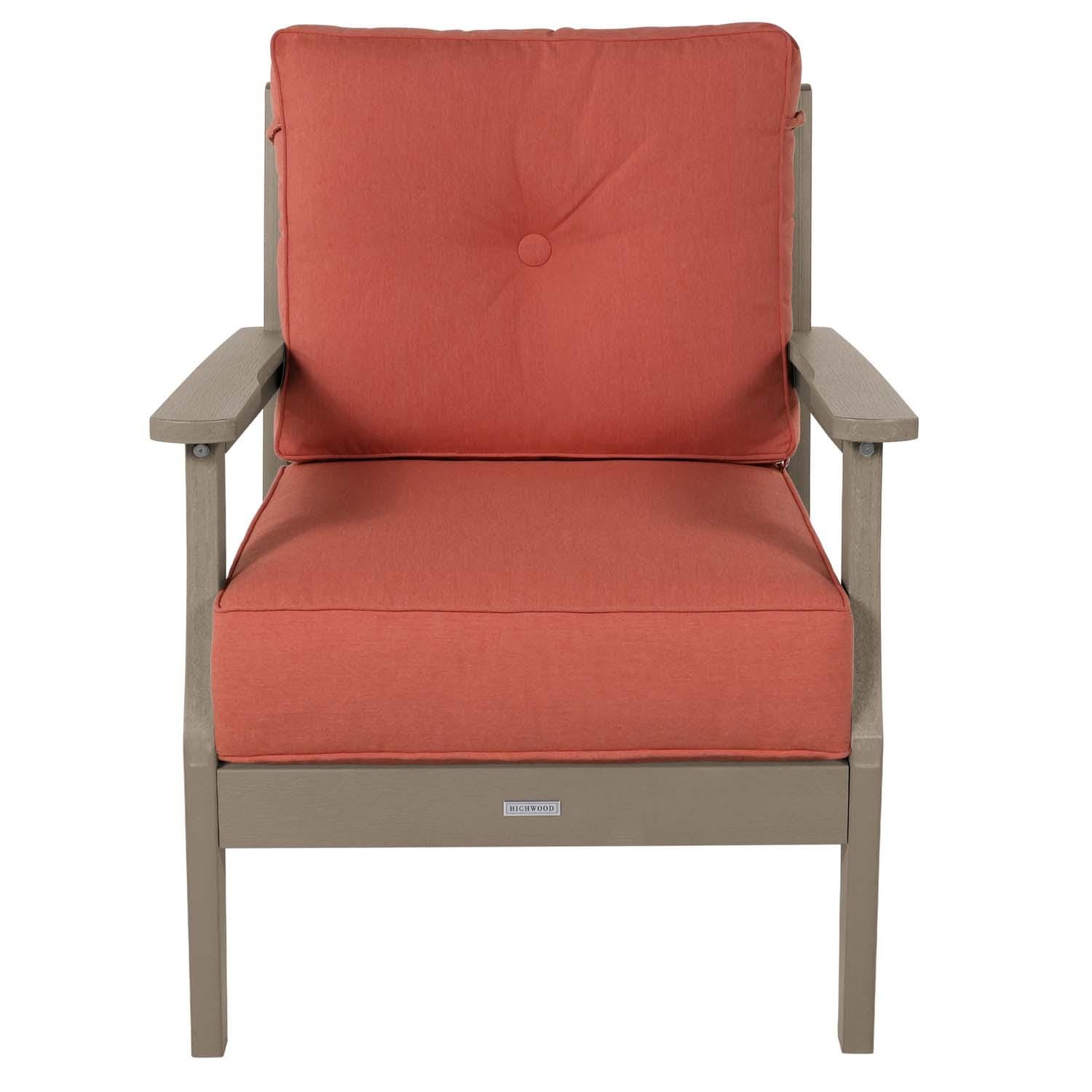 Blushing Bay Recycled Plastic Club Chair in Canvas Persimmon/Woodland Brown by Lakeview Outdoor Designs - White Background thumbnail