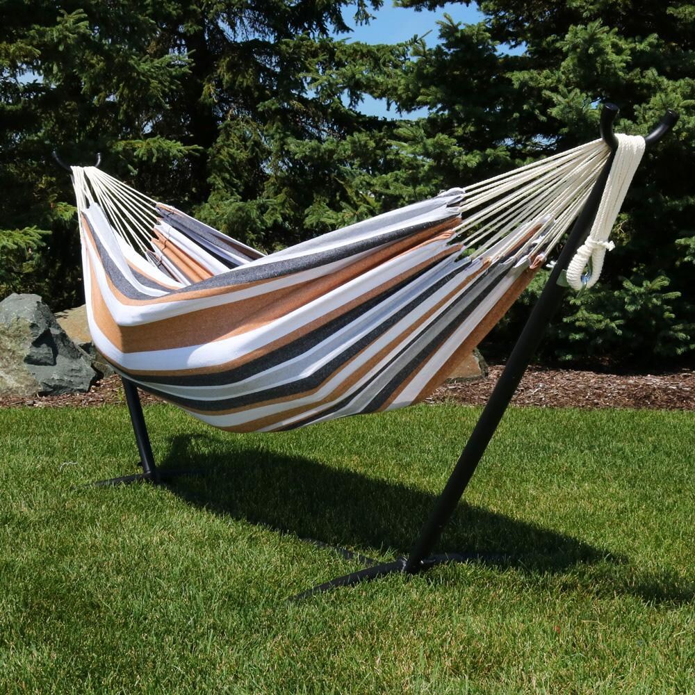 Ultimate Patio Brazilian Double Hammock with Stand - Calming Desert - Lifestyle thumbnail