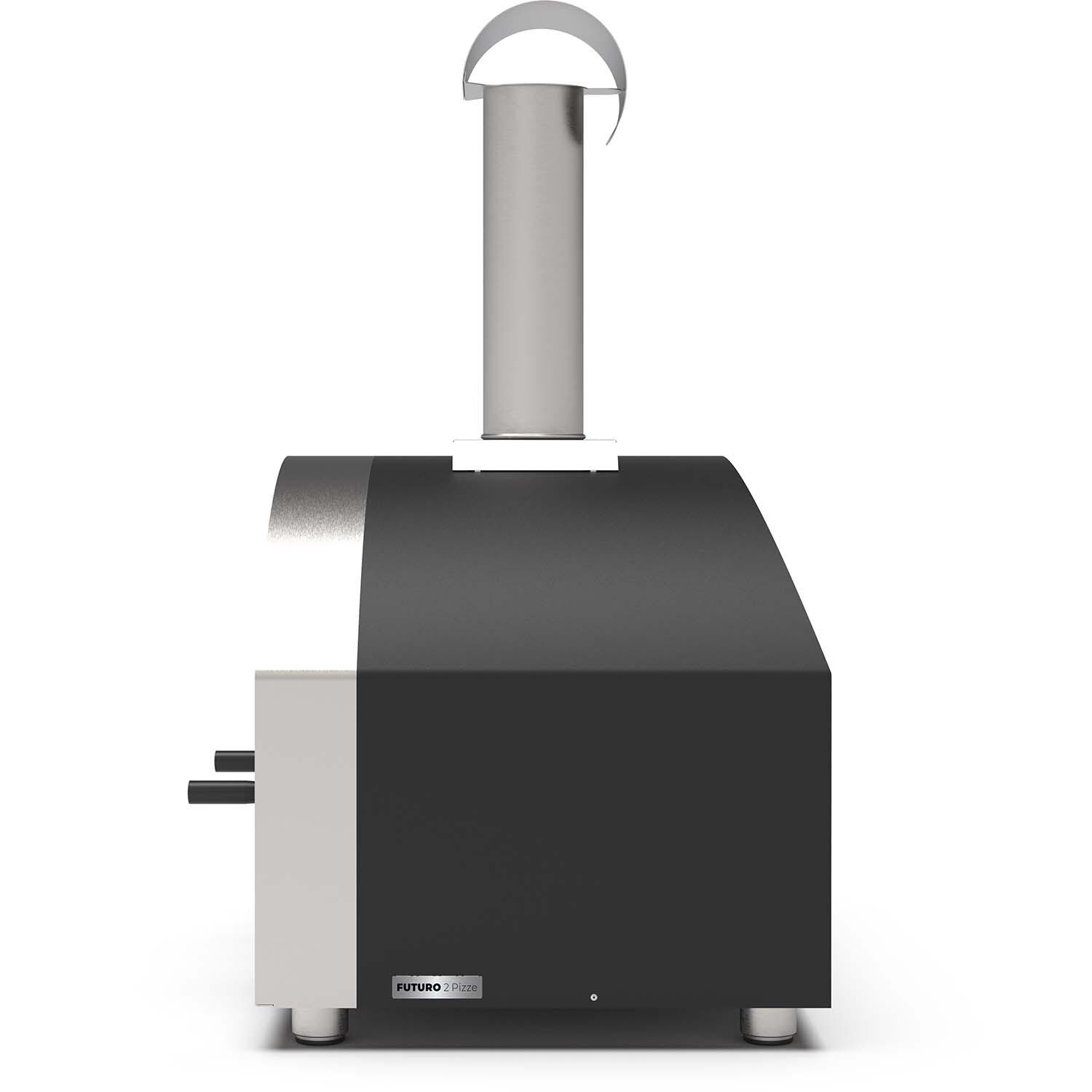 Alfa FXFT-2P-MNEGO-U Futuro 2 Pizze Natural Gas Pizza Oven - Wrinkle Black - Right Side View - White Background thumbnail