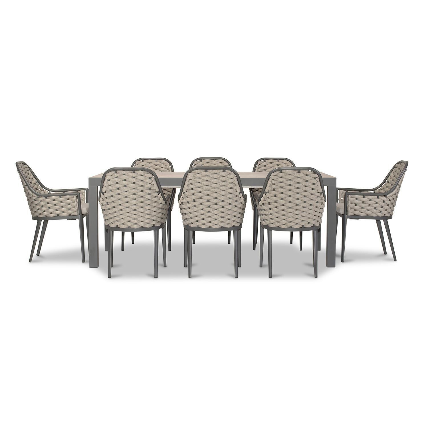 Chloe Bay 9 Pc Aluminum Extendable Dining Set in Slate/Barnwood by Lakeview - White Background thumbnail