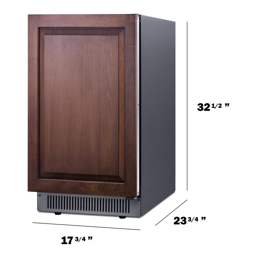 Summit BIM182OSADAIF ADA Height 18 Inch 60 Lb. Outdoor Clear Icemaker - Panel Ready - Dimensional thumbnail