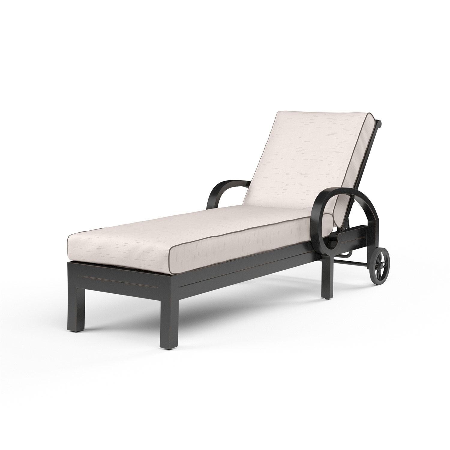 Monterey Aluminum Patio Chaise Lounge in Canvas Natural w/ Self Welt By Sunset West