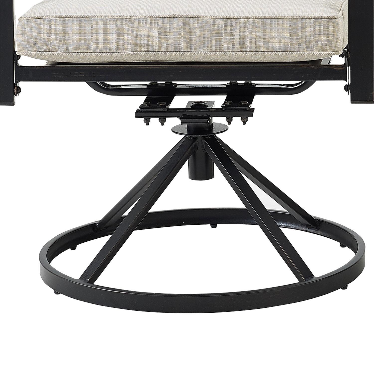 Ultimate Patio UP-82256BZ-OL 7Pc Outdoor Dining Set in Oatmeal W/ Dining Chairs & Swivel Chairs - Swivel - Detail thumbnail