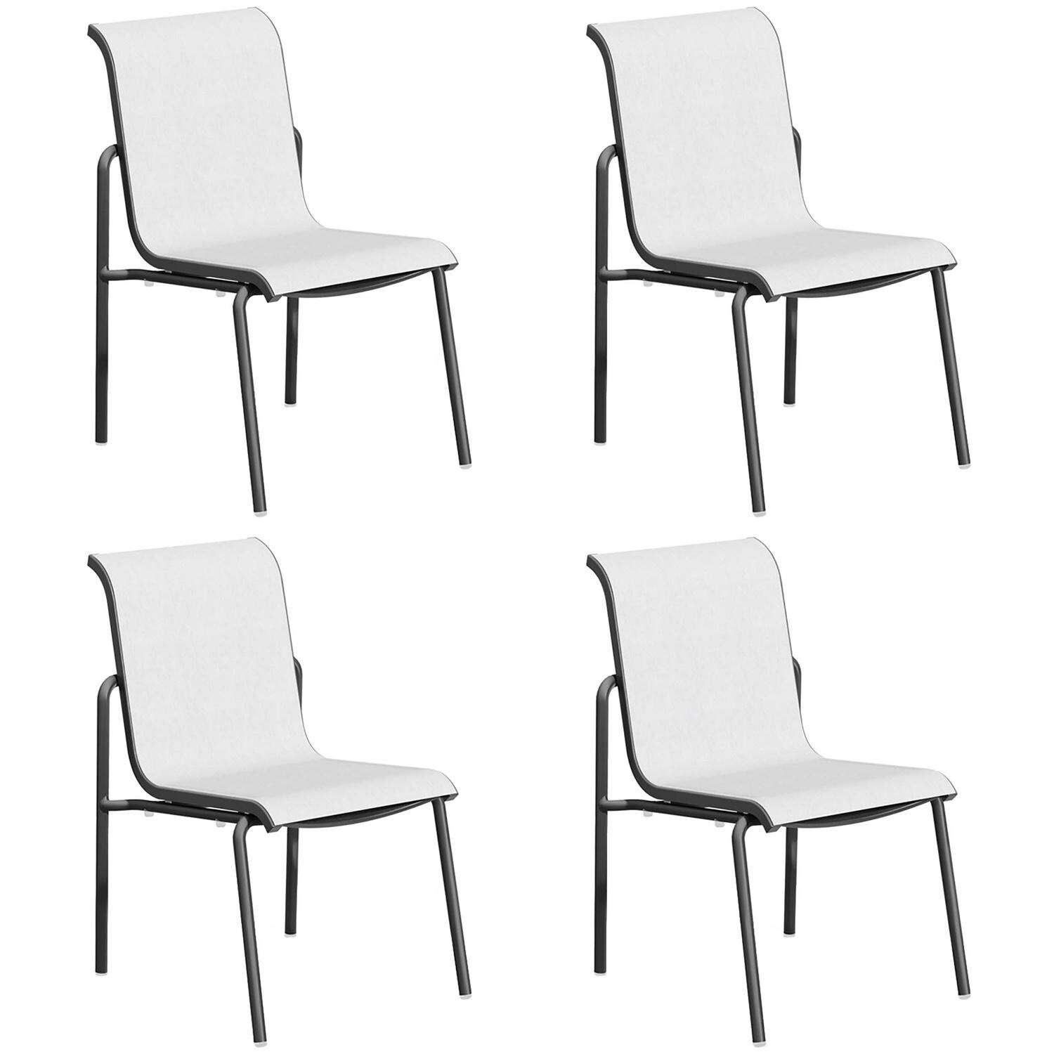 Oxford Garden Orso 4 Pc Soft Sling & Aluminum Dining Side Chair in Carbon/Fog thumbnail
