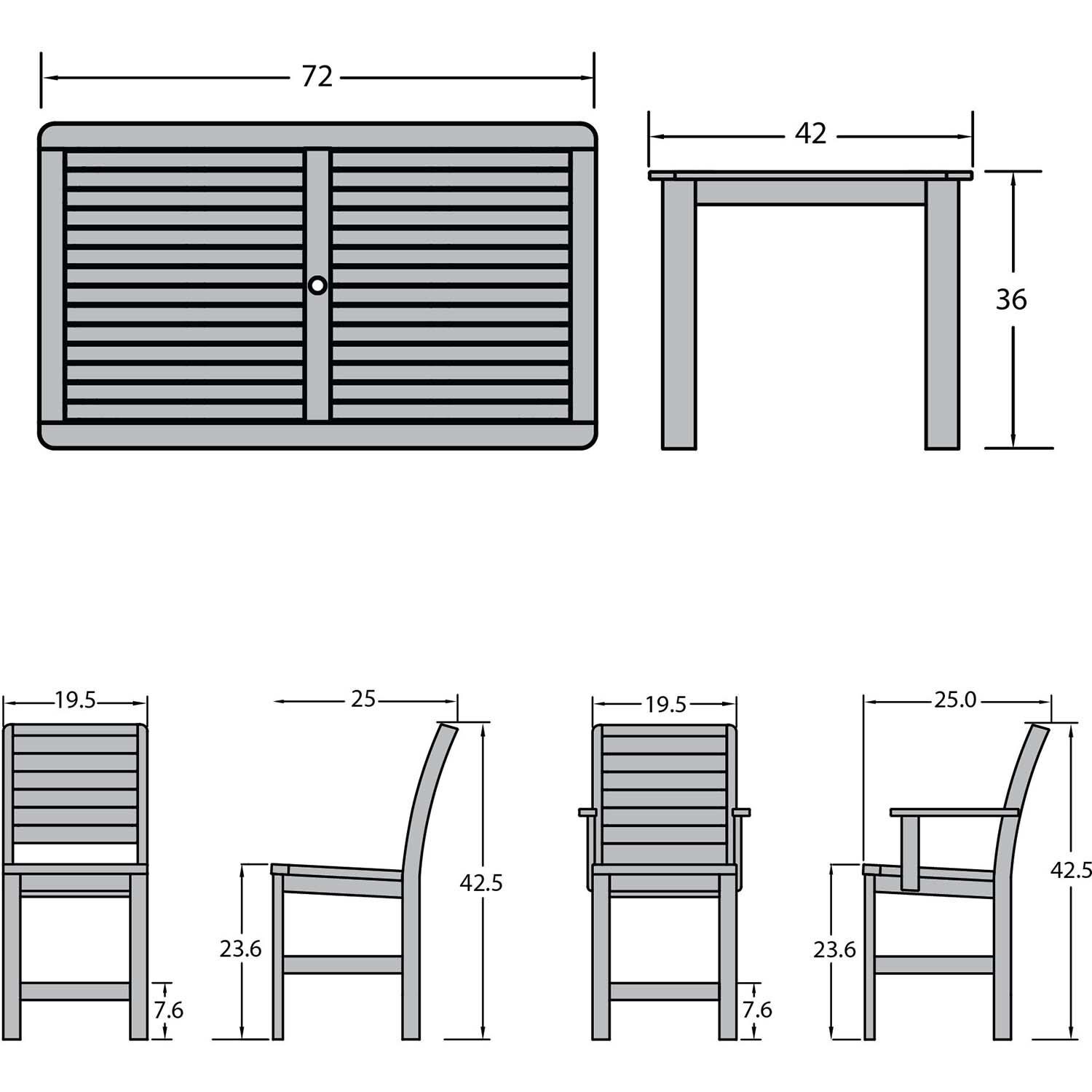 Elm Pointe 7 Pc Rectangular Counter Height Dining Set in Eucalyptus By Lakeview Outdoor Designs- Dimensional thumbnail