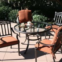Darlee Charleston 5 Piece Cast Aluminum Patio Dining Set With Glass Top Table image