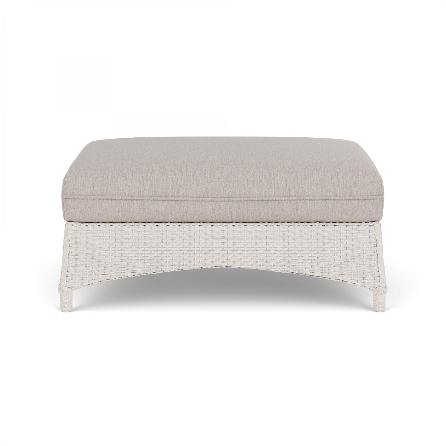 Lloyd Flanders Mandalay Large Ottoman in Antique White Finish with Remy Cloud Fabric - Back thumbnail