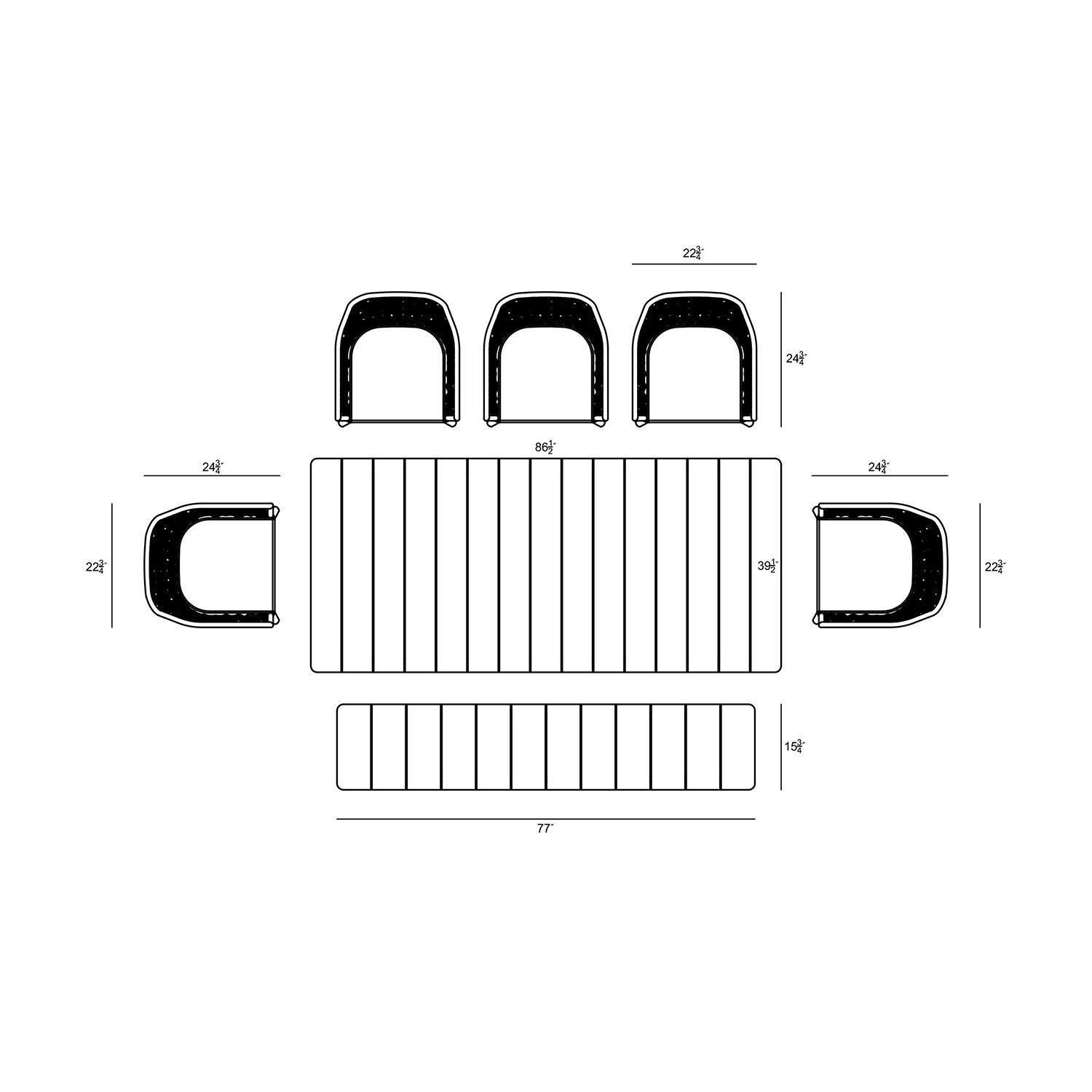 Chloe Bay 8 Seat Reclaimed Teak Dining Set w/Bench in Black by Lakeview - Dimensional 2 thumbnail