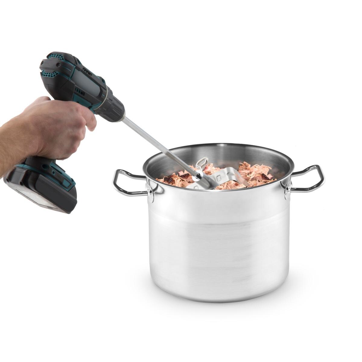 Broil King Stainless Steel Meat Shredder - 64075 - Shredding in Pot - White Background thumbnail