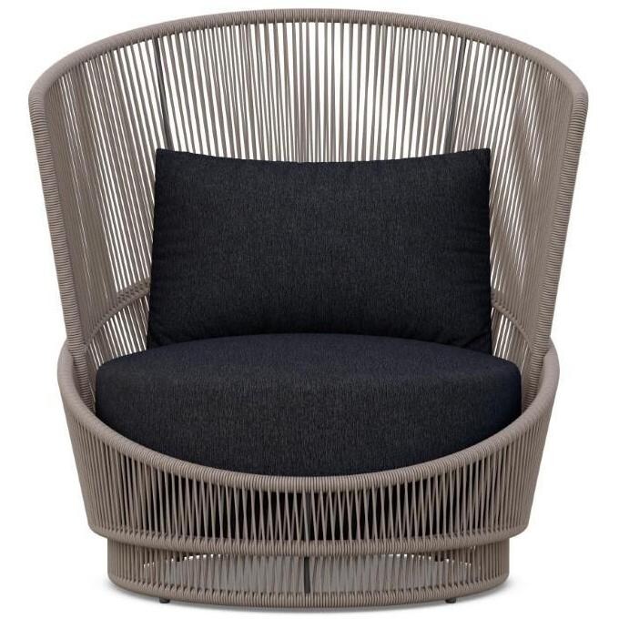 Azzurro Living Palma Woven Rope Swivel Club Chair in Mocha/Midnight - Front - White Background thumbnail