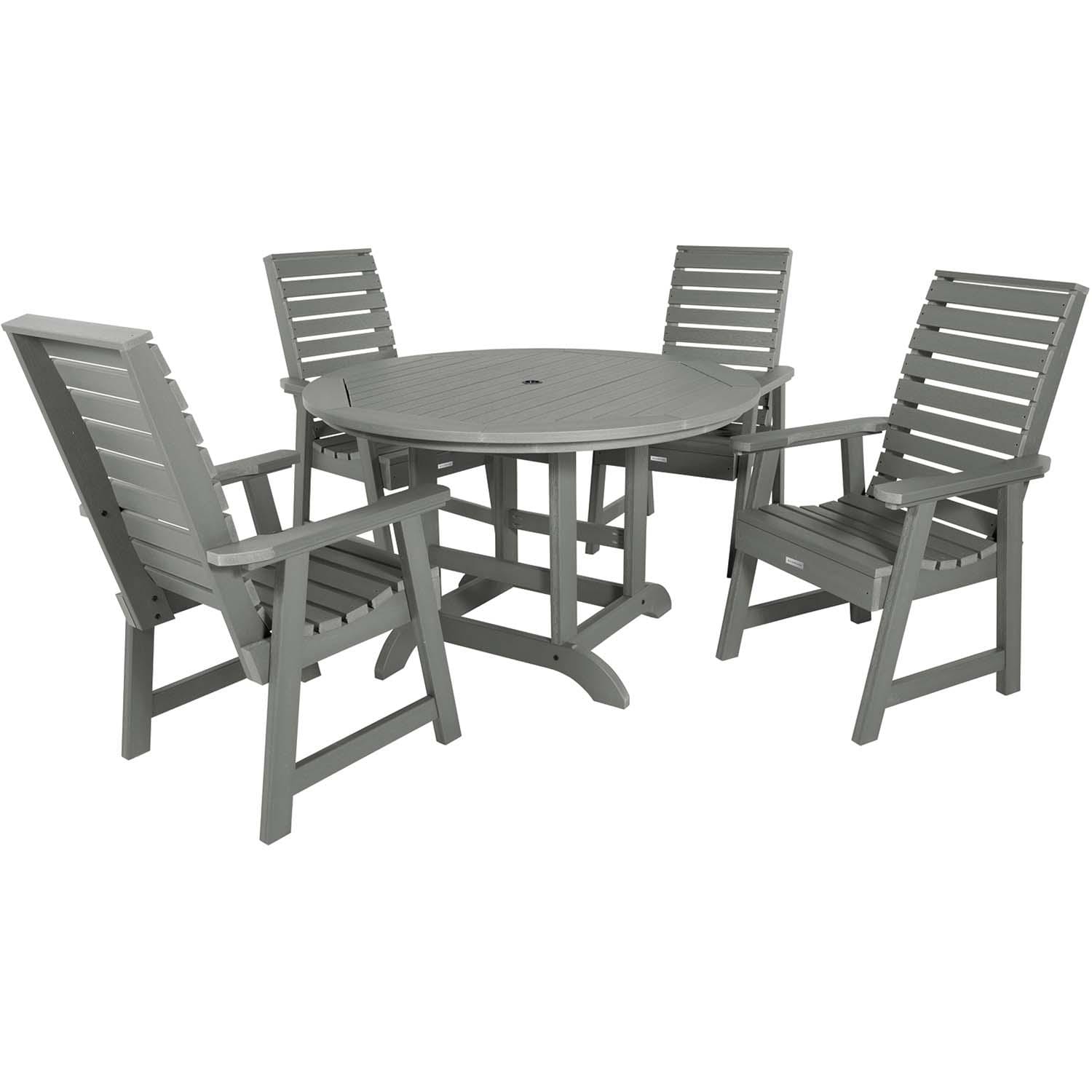 Elm Pointe 5 Pc Recycled Plastic Dining Set in Coastal Teak by Lakeview Outdoor Designs - White Background thumbnail