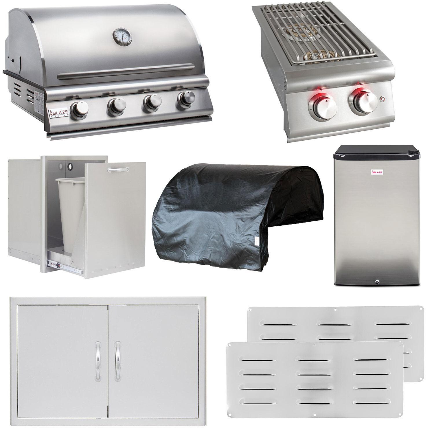 Blaze LBM 8-Piece 32-Inch Propane Gas Outdoor Kitchen Package - BLZ-4LBM-LP-8PC