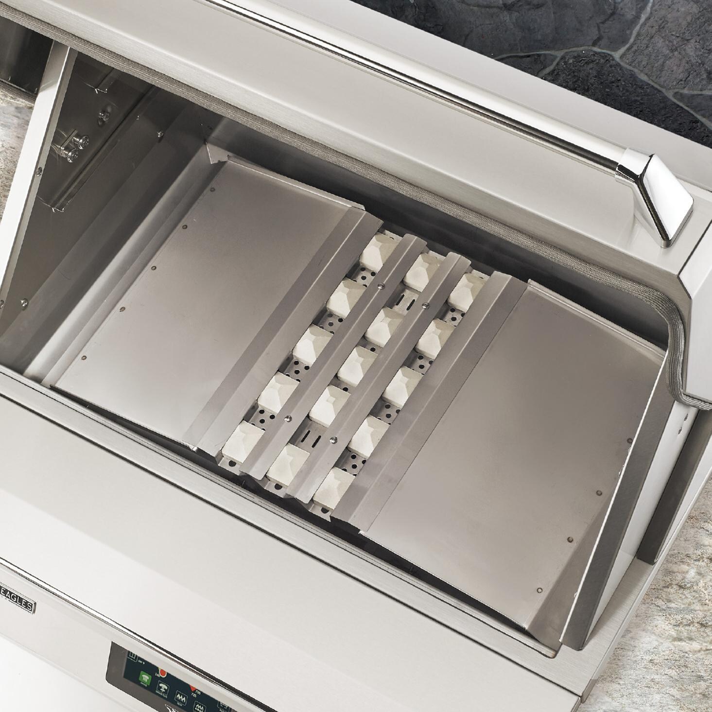 Twin Eagles TEPG36R 36-in Built-In Stainless Steel Pellet Grill & Smoker w/ Rotisserie - Sear & Direct Heat Briquette Tray - Detail thumbnail