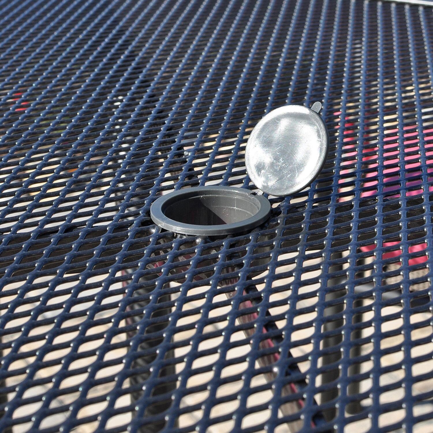 Pilano 5 Pc Aluminum/Woven Round Dining Set in Gray By KETTLER - Dining Table - Umbrella Hole - Detail thumbnail