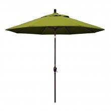 California Umbrella 9 Ft. Octagonal Aluminum Push Button Tilt Patio Umbrella W/ Crank Lift & Aluminum Ribs - Bronze Frame / Olefin Kiwi Canopy