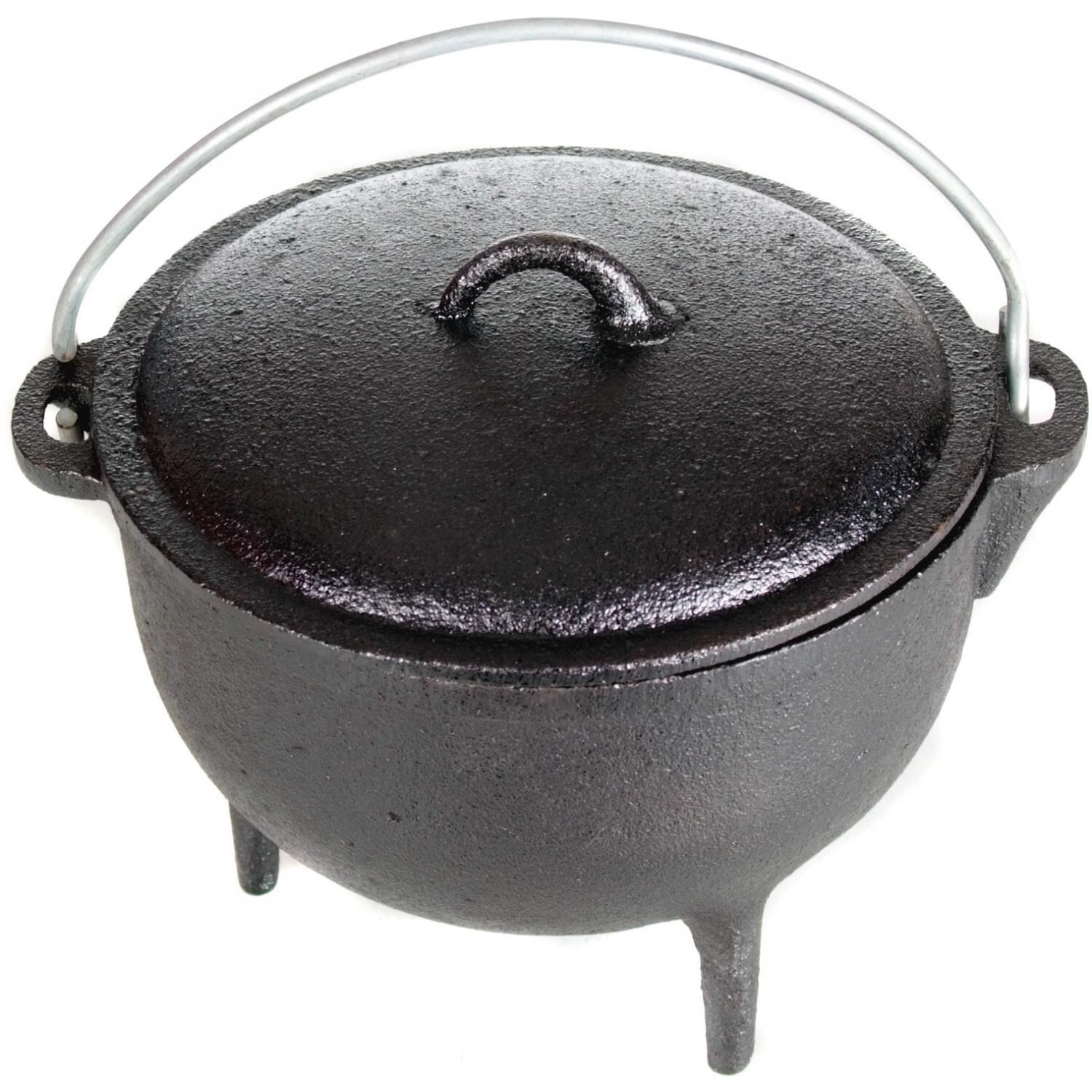 Cajun Cookware 1-Quart Seasoned Cast Iron Camp Pot With Legs - Side View thumbnail