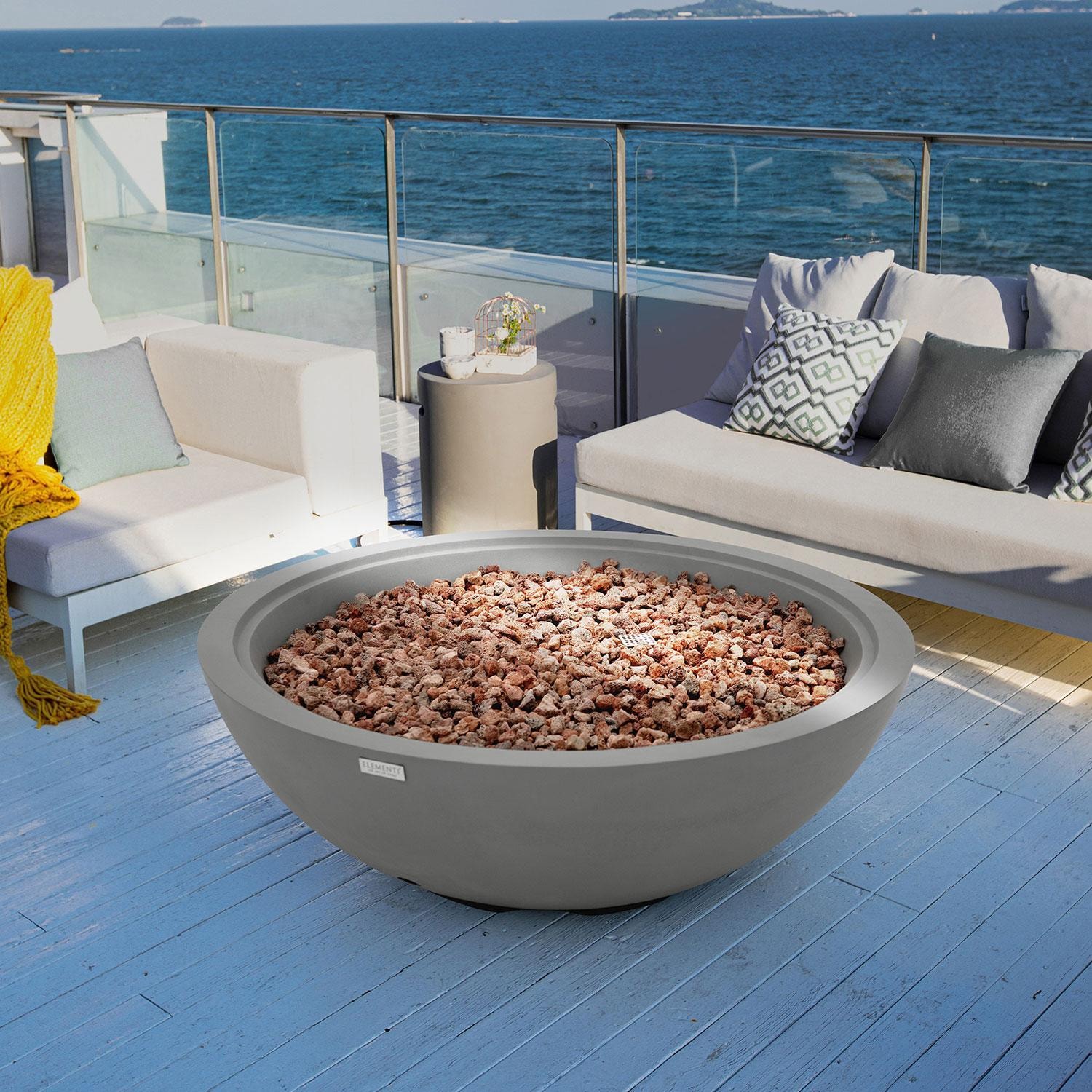 Rose Bowl 48-in Natural Gas Concrete Fire Pit in Light Grey by Elementi