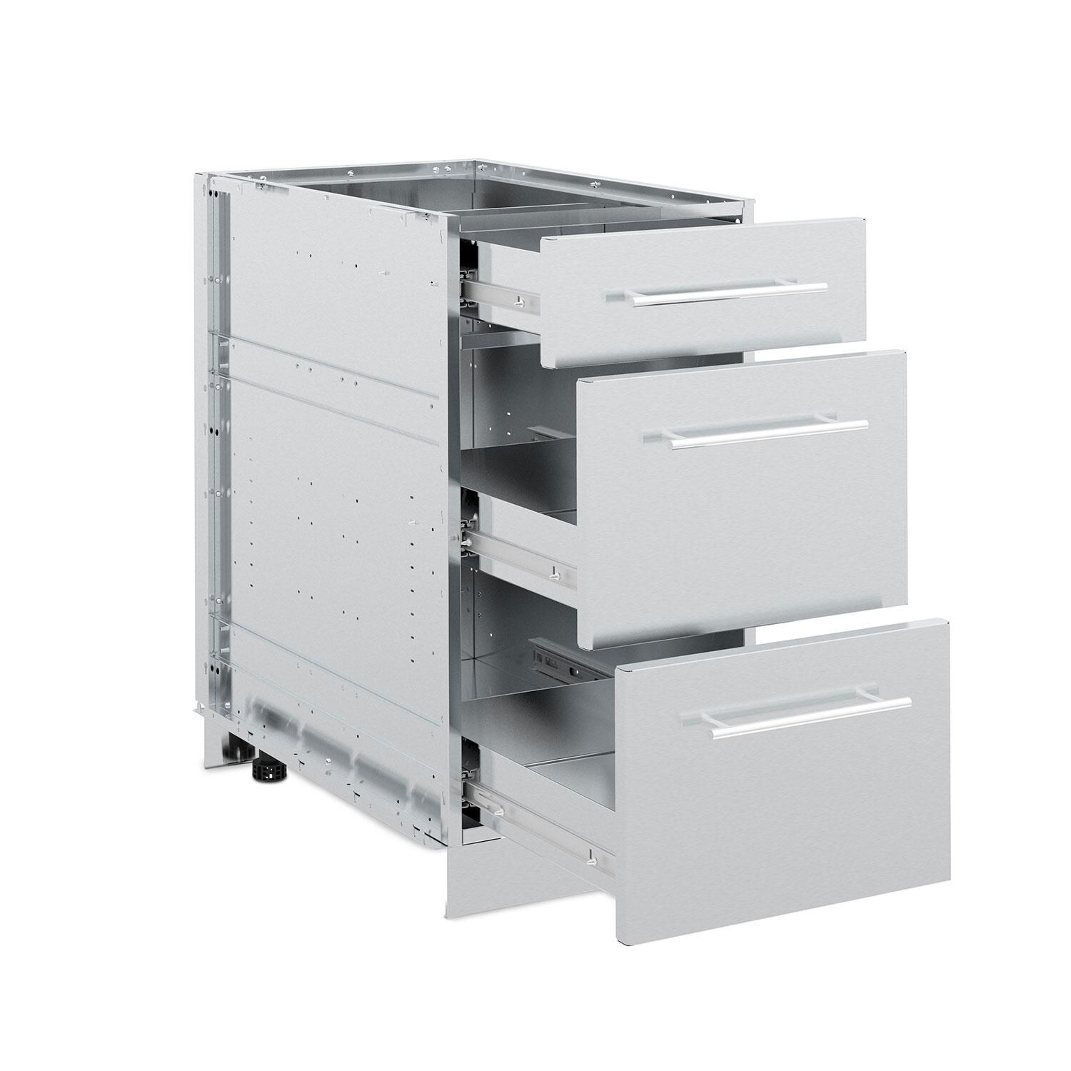 Broil King 802500 SS 3-Drawer Cabinet - Drawer Cabinet Open - White Background thumbnail