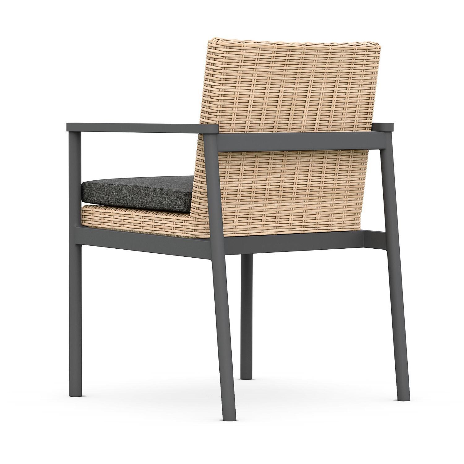 Azzurro Living Terra Wicker Dining Chair in Natural/Midnight - Back - White Background thumbnail