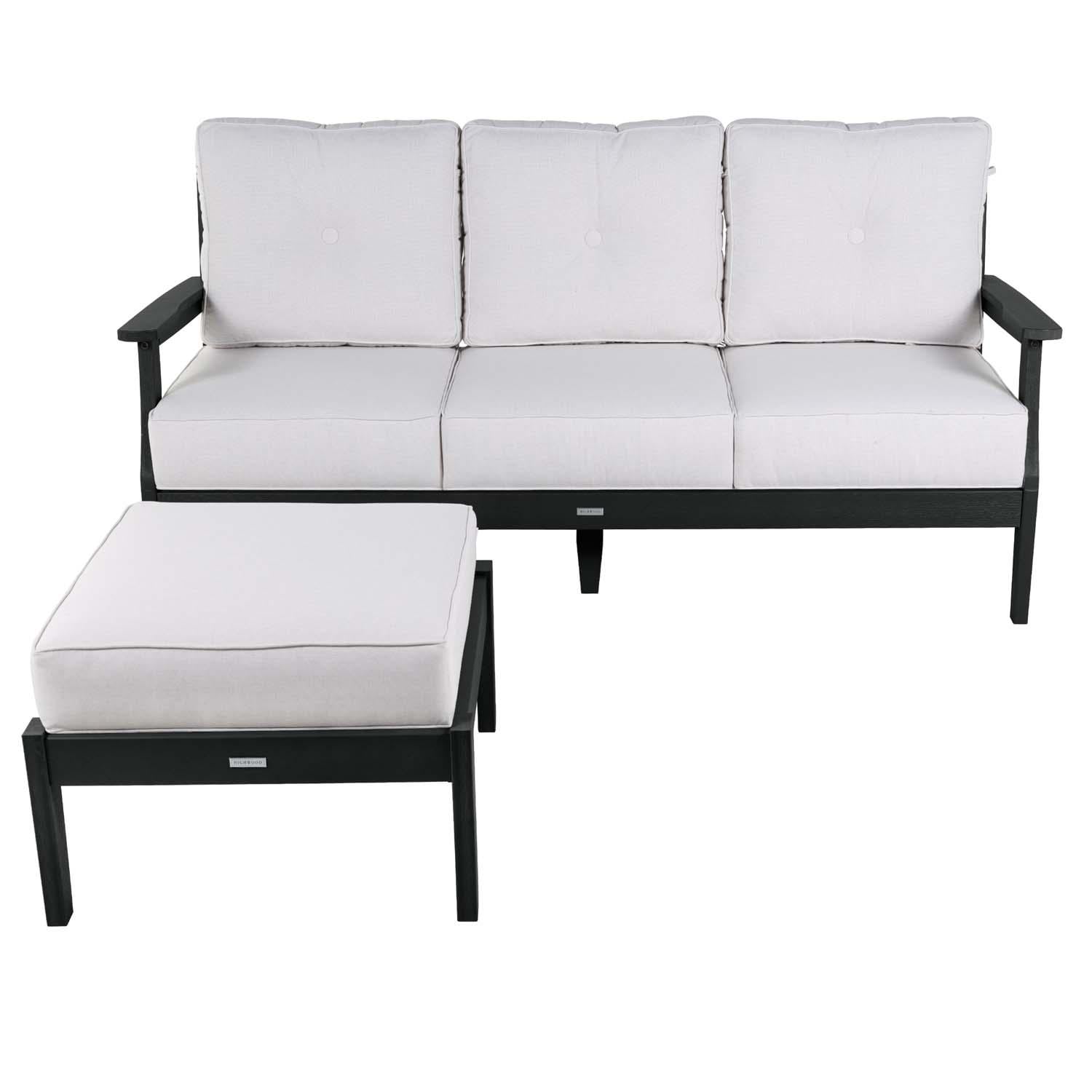 Blushing Bay 2 Pc Recycled Plastic Seating Set in Bliss Linen/Black by Lakeview Outdoor Designs - Front View - White Background thumbnail