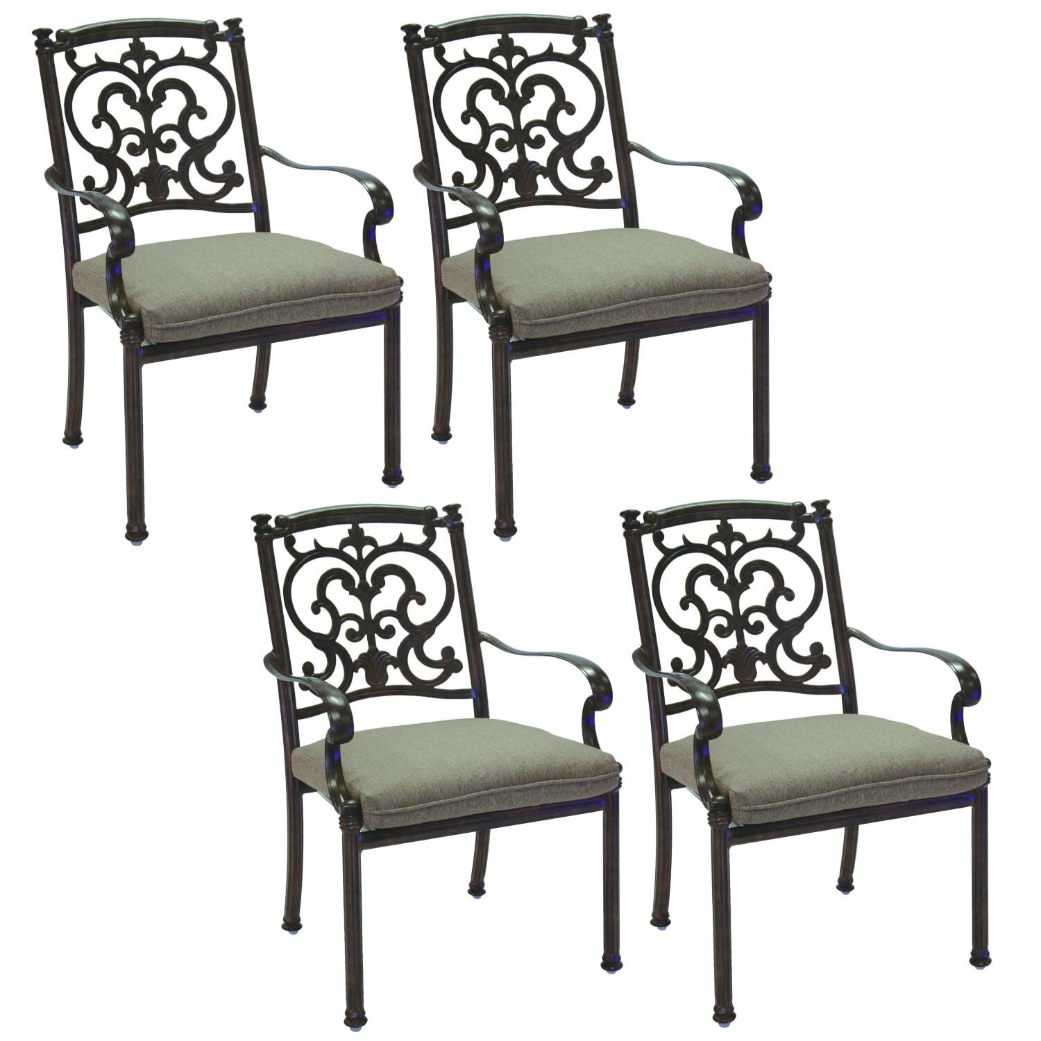 Santa Barbara Cast Aluminum 4 Pc Set Dining Chair Set in Antique Bronze/Sesame by Darlee